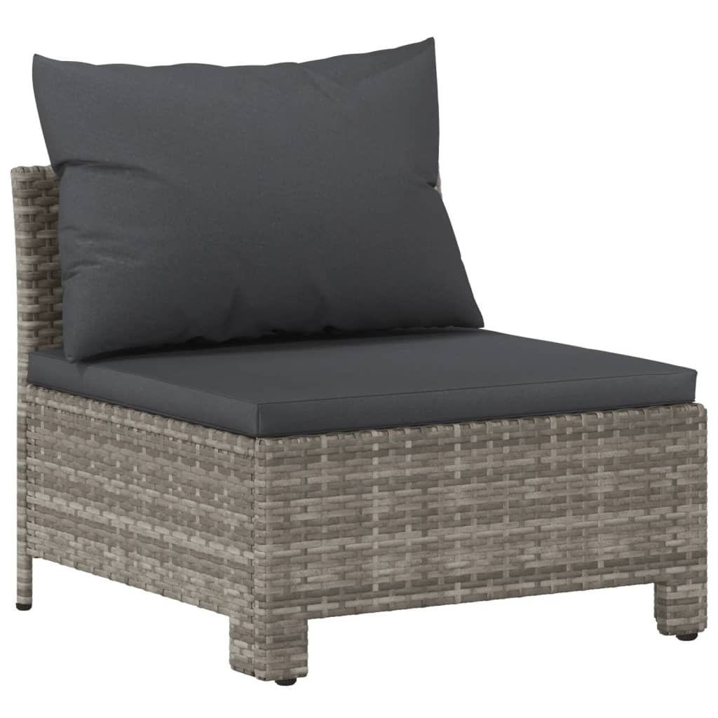 5-Tlg. Garten-Lounge-Set Mit Kissen Grau Poly Rattan