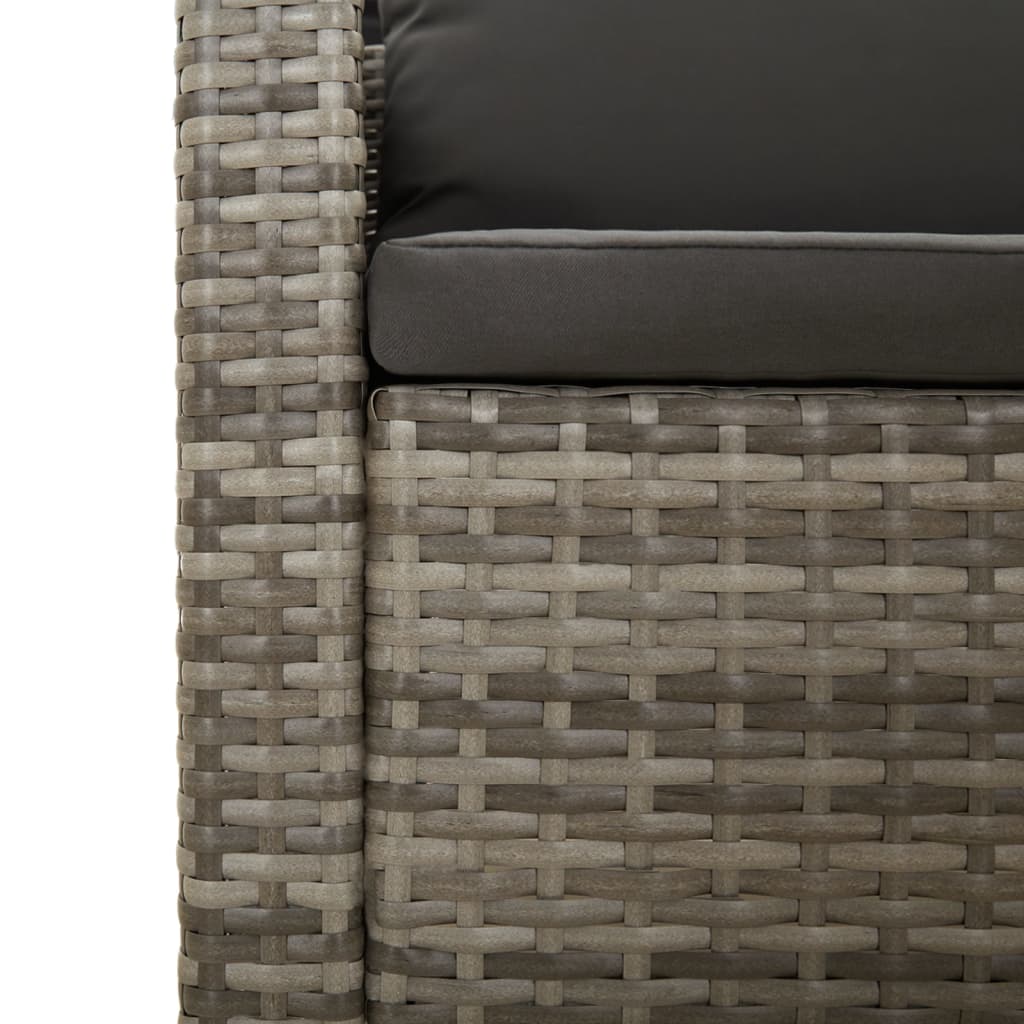 5-Tlg. Garten-Lounge-Set Mit Kissen Grau Poly Rattan