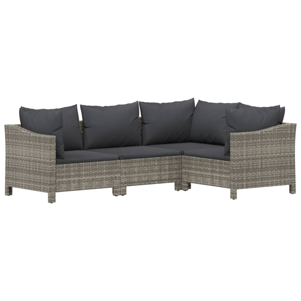 7-Tlg. Garten-Lounge-Set Mit Kissen Grau Poly Rattan