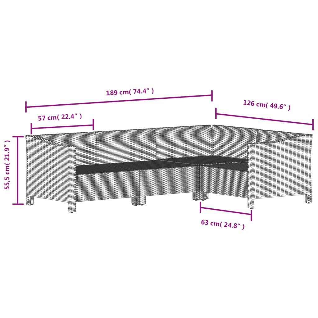 7-Tlg. Garten-Lounge-Set Mit Kissen Grau Poly Rattan