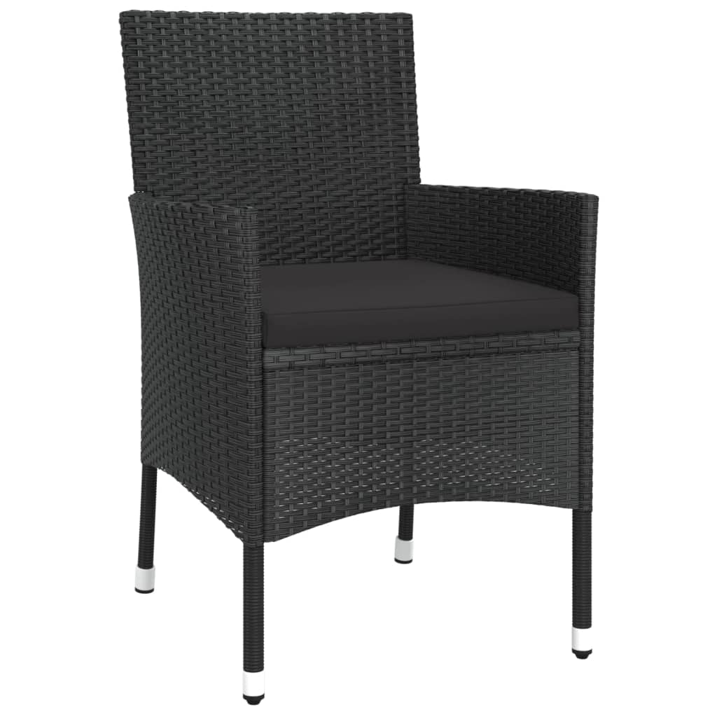 9-Tlg. Garten-Essgruppe Mit Kissen Schwarz Poly Rattan