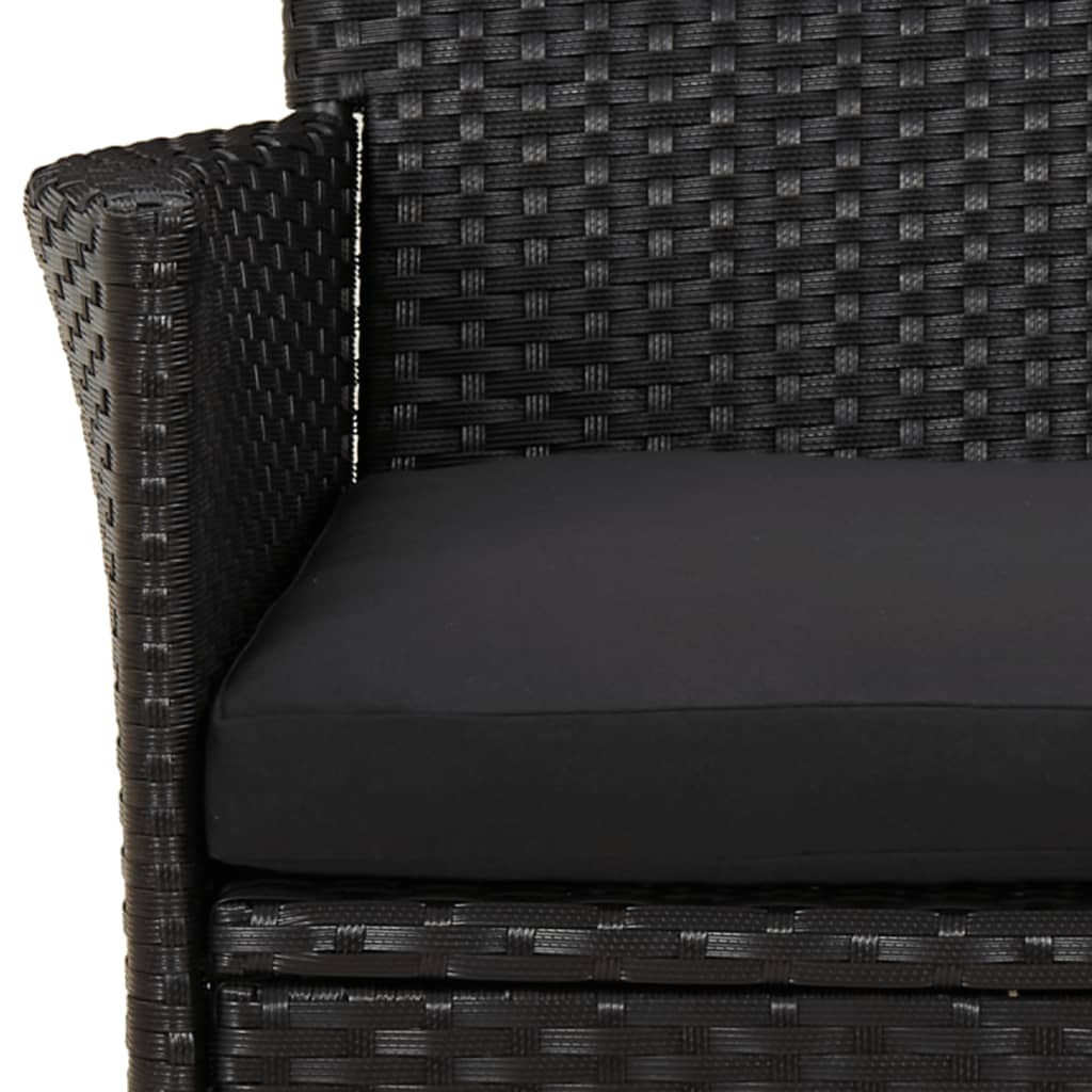 9-Tlg. Garten-Essgruppe Mit Kissen Schwarz Poly Rattan