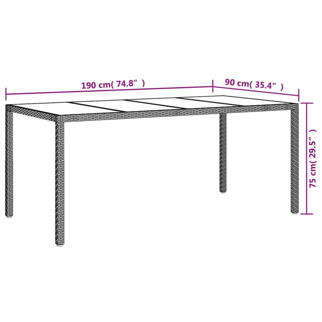 9-Tlg. Garten-Essgruppe Mit Kissen Schwarz Poly Rattan