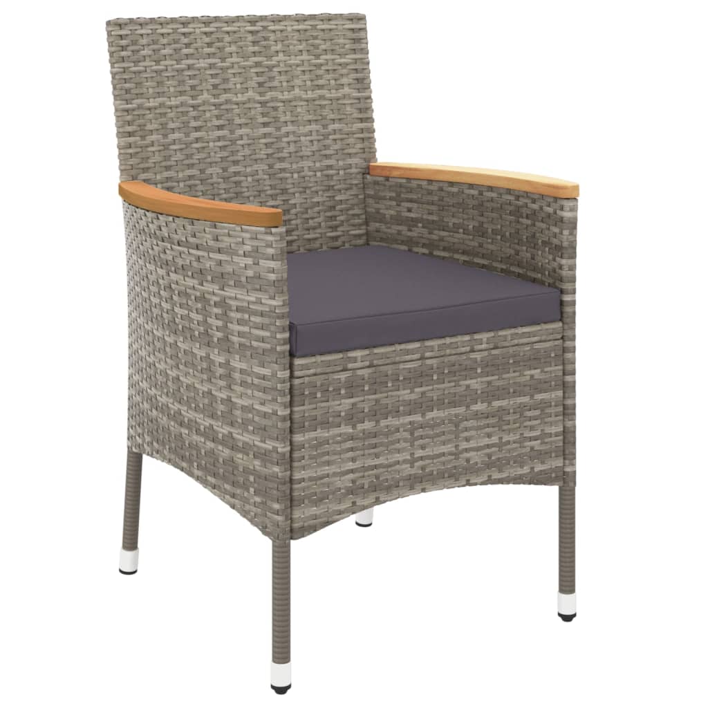 7-Tlg. Garten-Essgruppe Mit Kissen Grau Poly Rattan