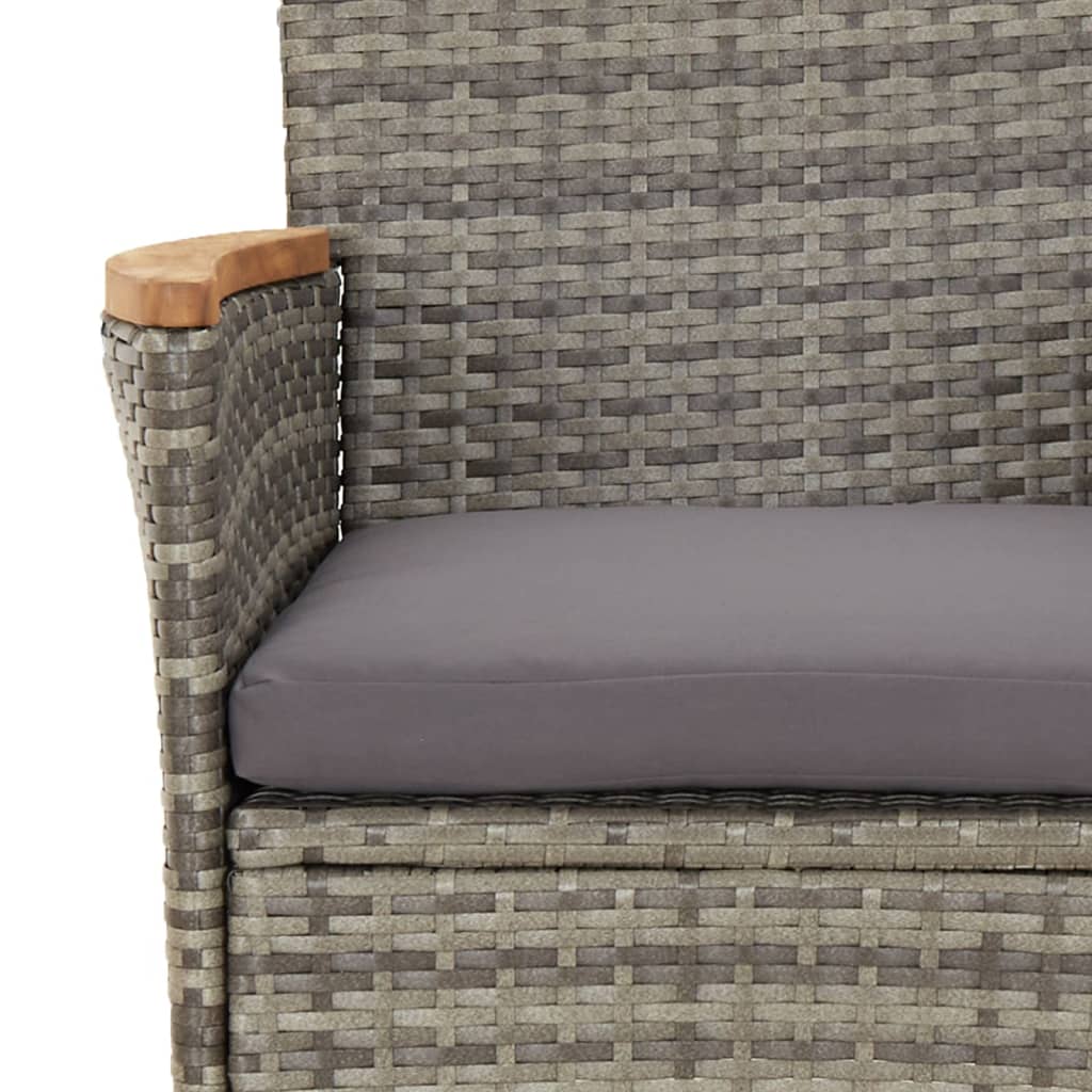 7-Tlg. Garten-Essgruppe Mit Kissen Grau Poly Rattan