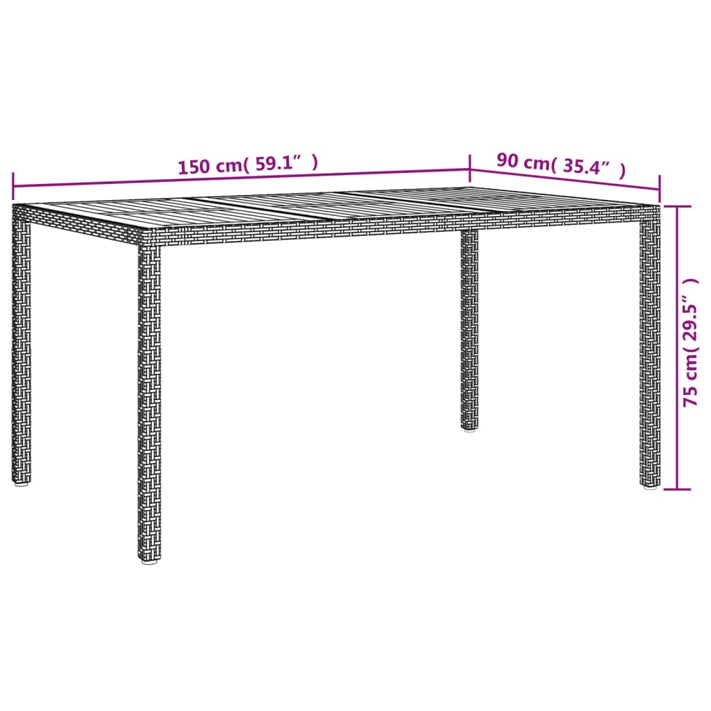 7-Tlg. Garten-Essgruppe Mit Kissen Grau Poly Rattan