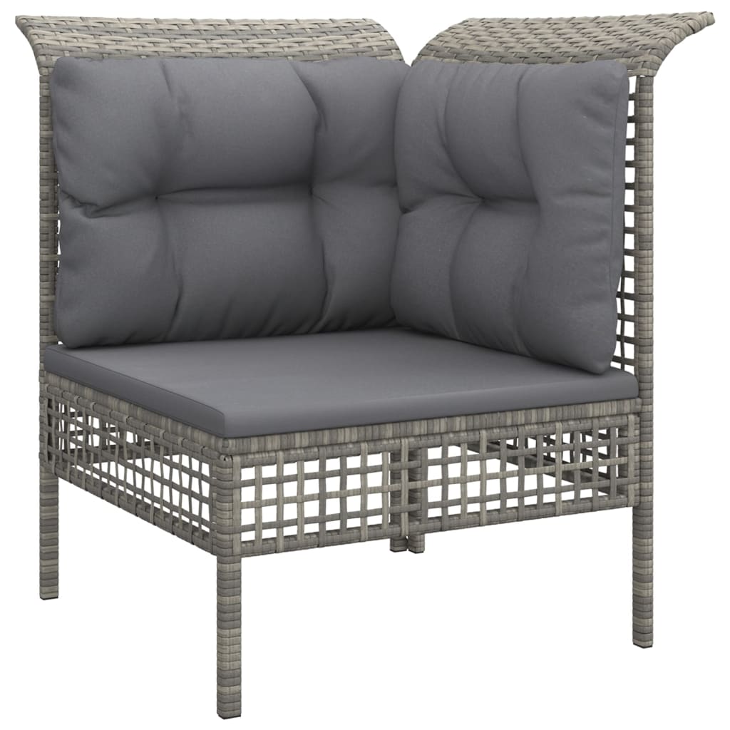 6-Tlg. Garten-Lounge-Set Mit Kissen Grau Poly Rattan