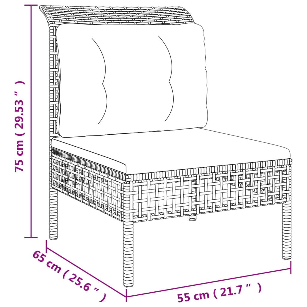 6-Tlg. Garten-Lounge-Set Mit Kissen Grau Poly Rattan