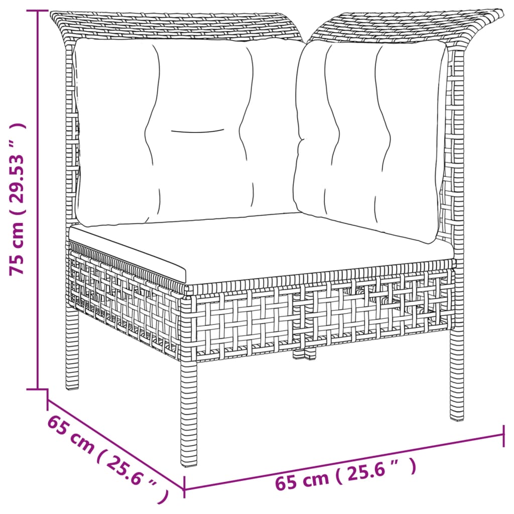 6-Tlg. Garten-Lounge-Set Mit Kissen Grau Poly Rattan