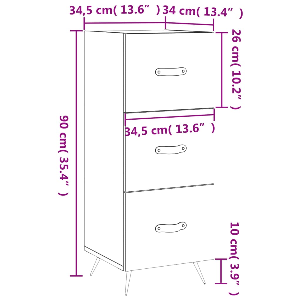 Sideboard 34,5X34X90 Cm Holzwerkstoff
