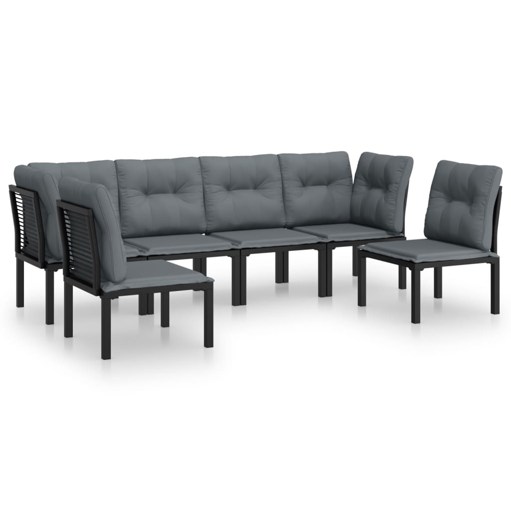 6-Tlg. Garten-Lounge-Set Schwarz Und Grau Poly Rattan