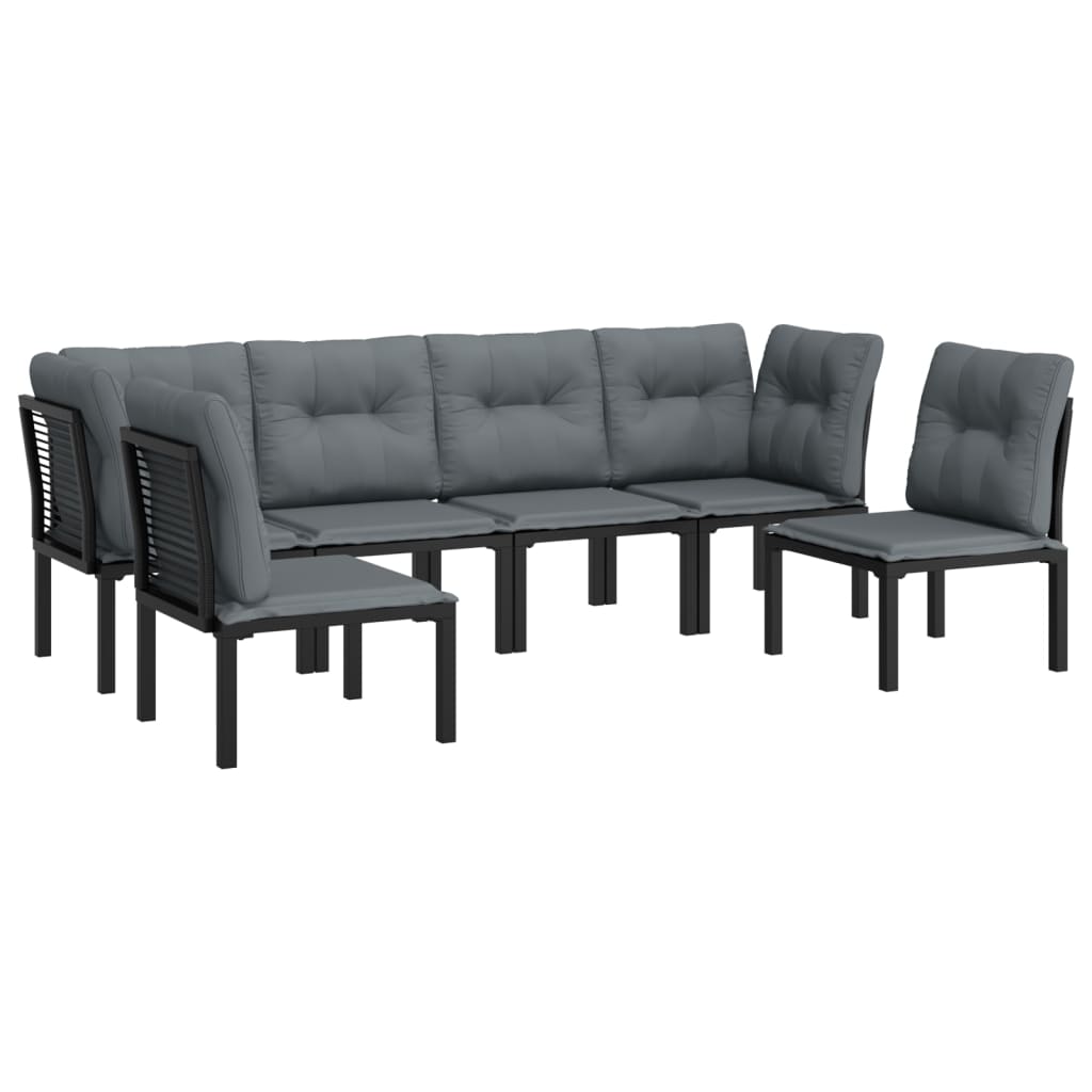 6-Tlg. Garten-Lounge-Set Schwarz Und Grau Poly Rattan