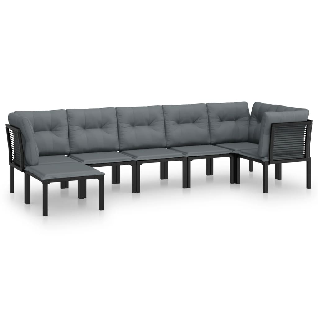 7-Tlg. Garten-Lounge-Set Schwarz Und Grau Poly Rattan