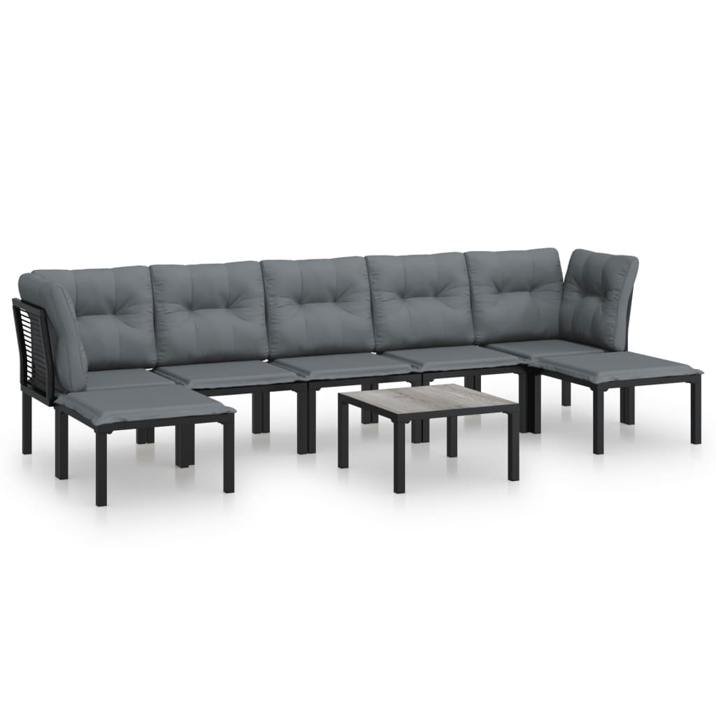 8-Tlg. Garten-Lounge-Set Schwarz Und Grau Poly Rattan