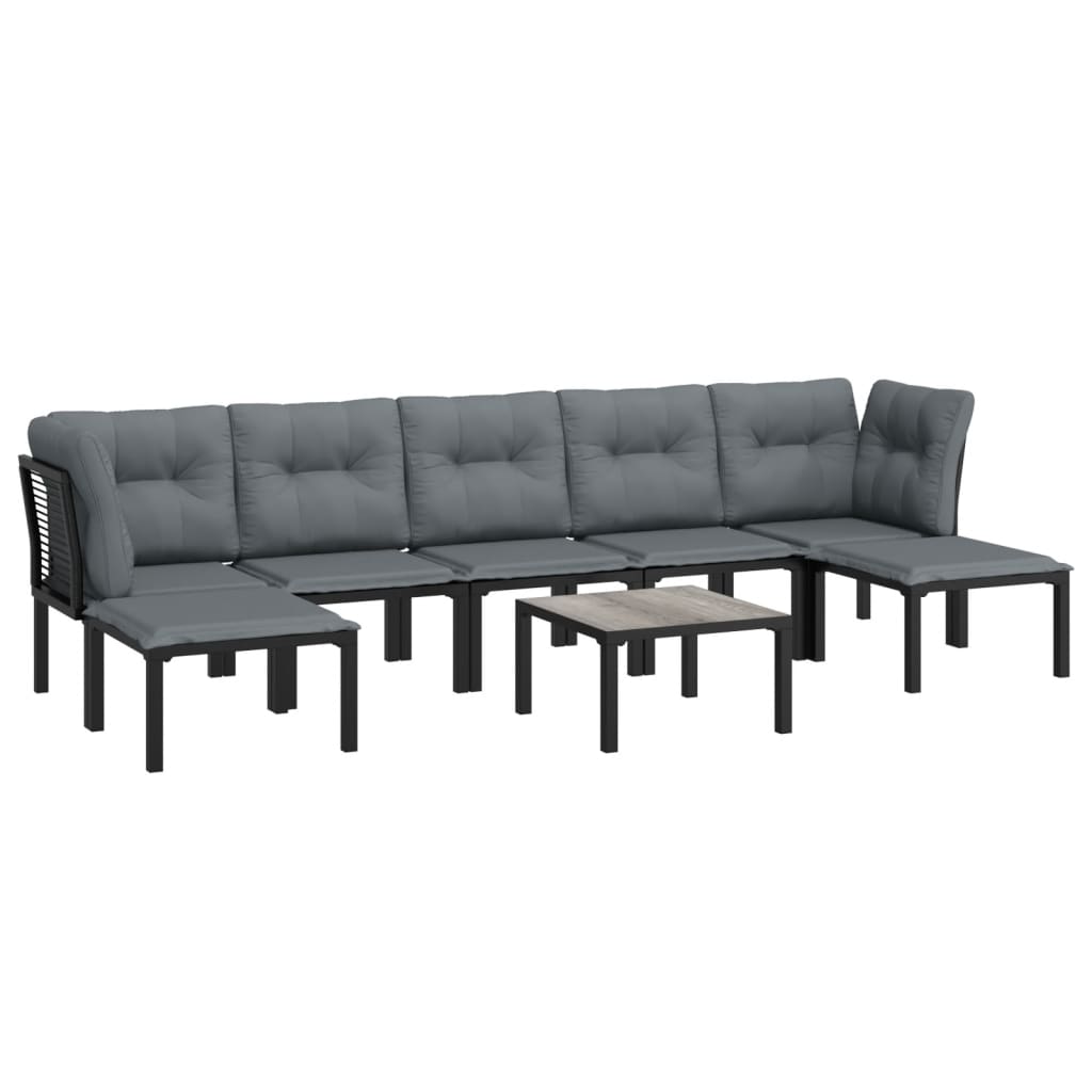 8-Tlg. Garten-Lounge-Set Schwarz Und Grau Poly Rattan