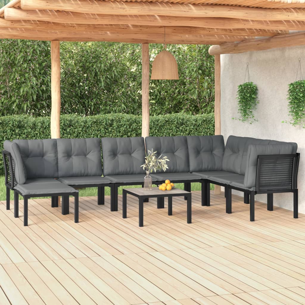 9-Tlg. Garten-Lounge-Set Schwarz Und Grau Poly Rattan