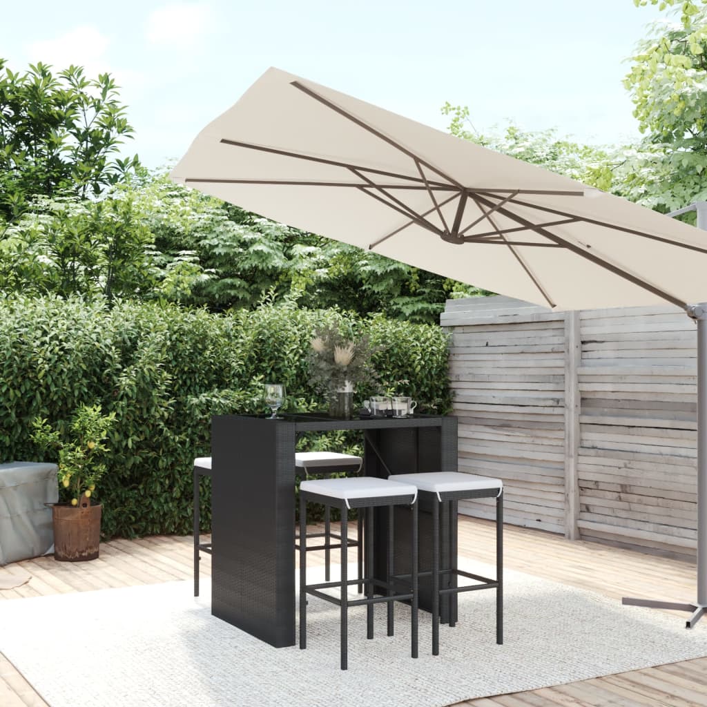 7-Tlg. Gartenbar-Set Mit Kissen Poly Rattan