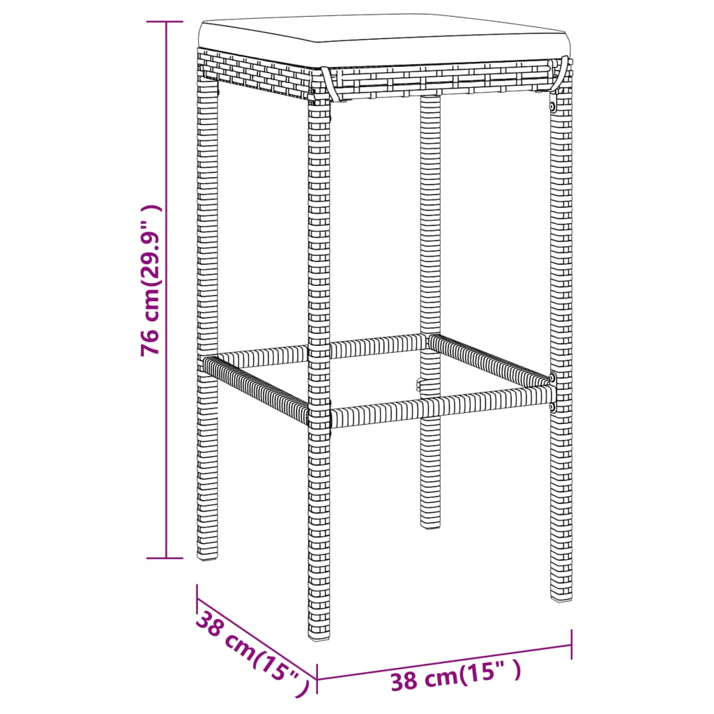 5-Tlg. Gartenbar-Set Mit Kissen Poly Rattan