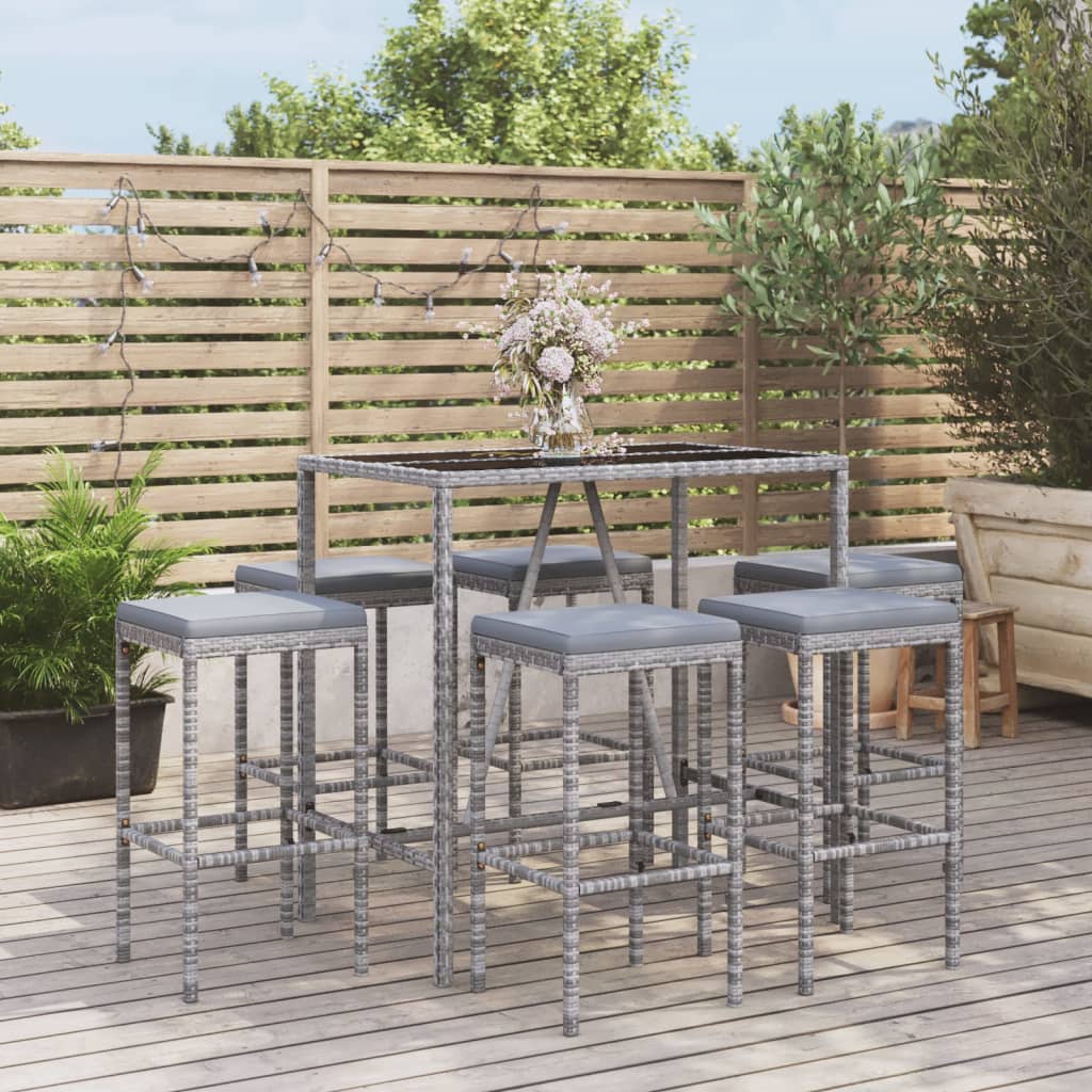 5-Tlg. Gartenbar-Set Mit Kissen Poly Rattan