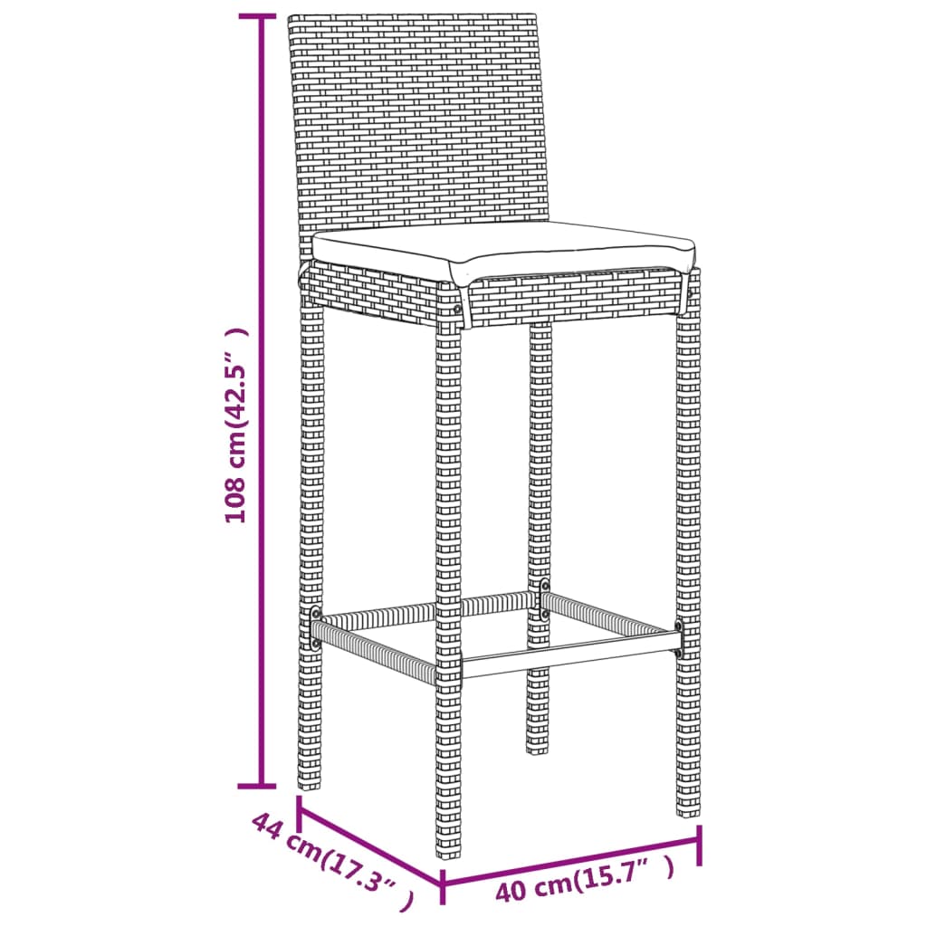 5-Tlg. Gartenbar-Set Mit Kissen Poly Rattan