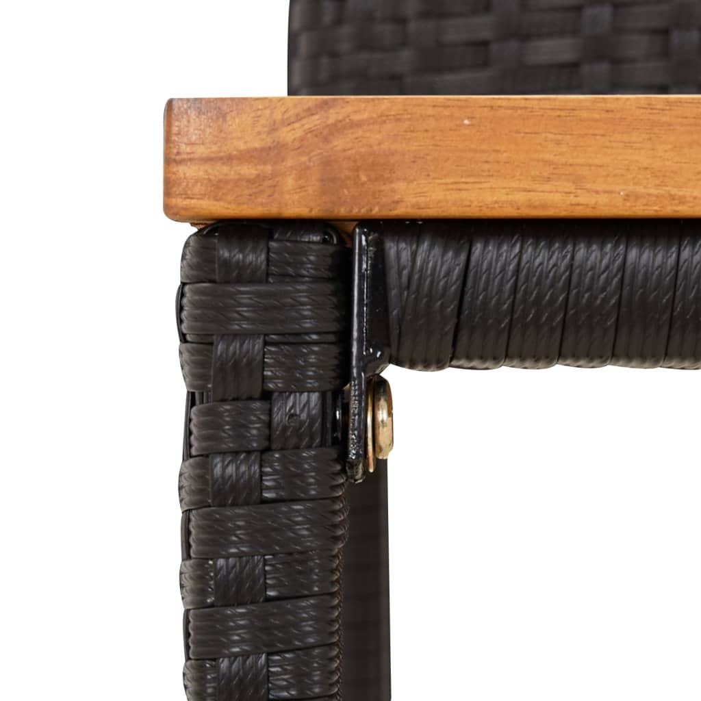 5-Tlg. Gartenbar-Set Schwarz Poly Rattan & Massivholz Akazie