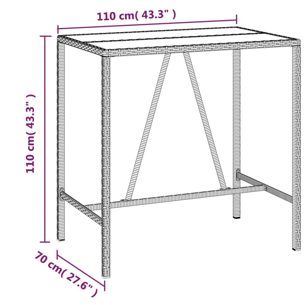 5-Tlg. Gartenbar-Set Schwarz Poly Rattan & Massivholz Akazie