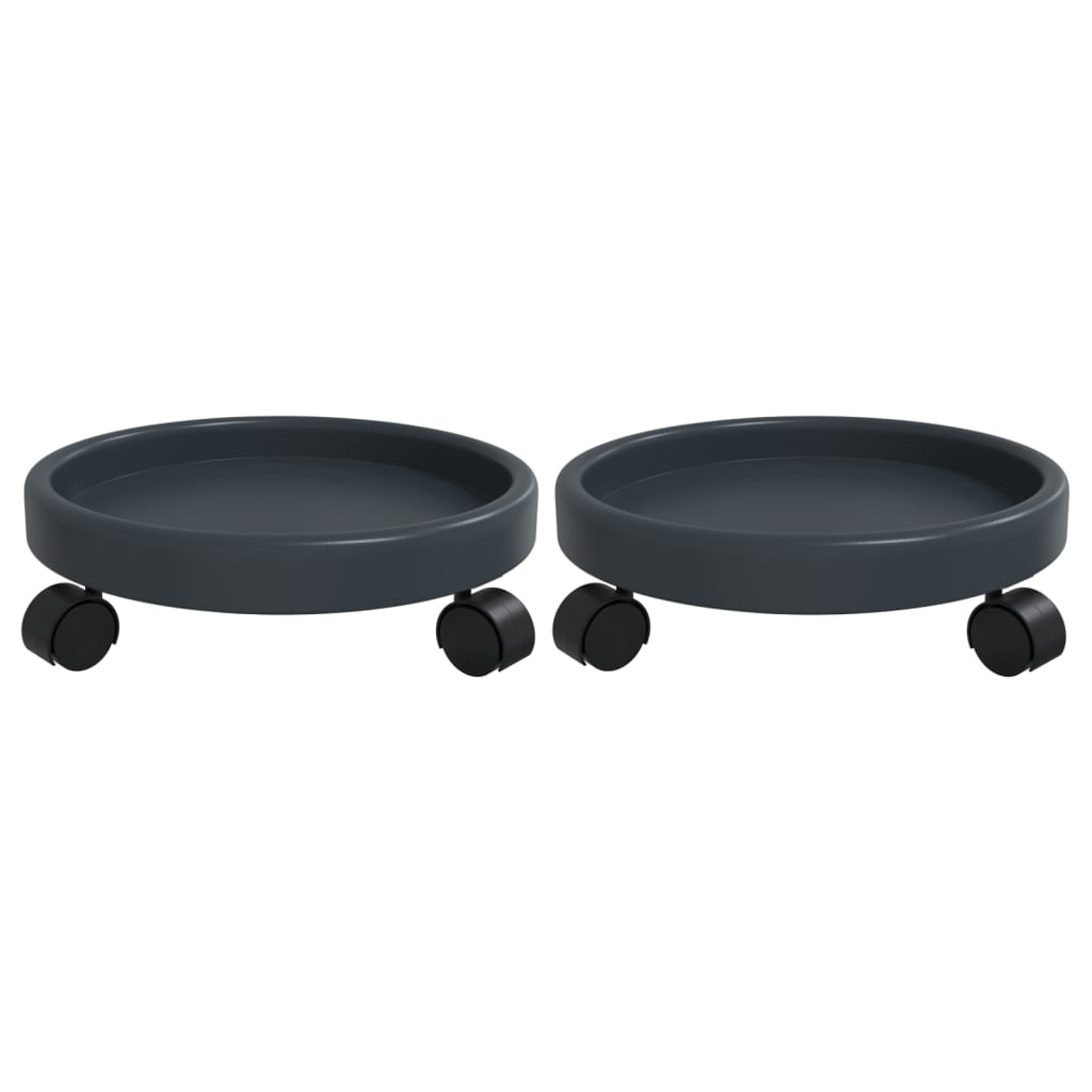 Pflanzenroller Mit Rollen 2 Stk. Grau Durchmesser 34 Cm 35 Kg