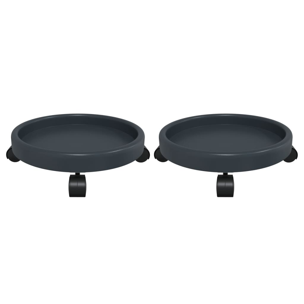 Pflanzenroller Mit Rollen 2 Stk. Grau Durchmesser 34 Cm 35 Kg