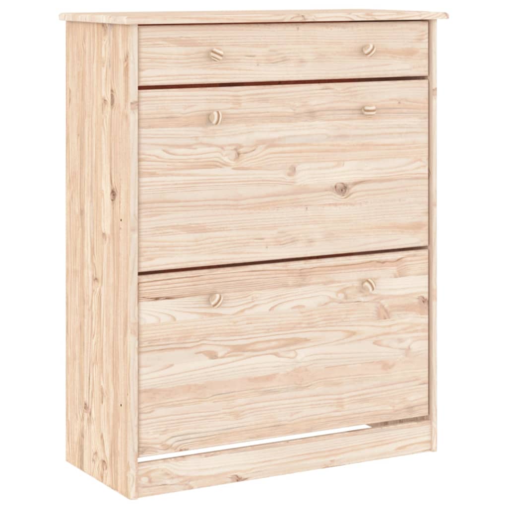 Schuhschrank Alta 77X35X96 Cm Massivholz Kiefer Natur