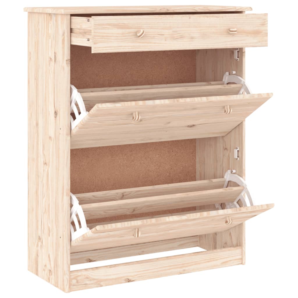 Schuhschrank Alta 77X35X96 Cm Massivholz Kiefer Natur