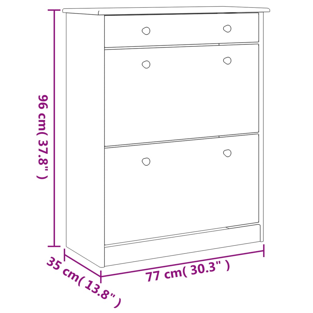 Schuhschrank Alta 77X35X96 Cm Massivholz Kiefer Natur