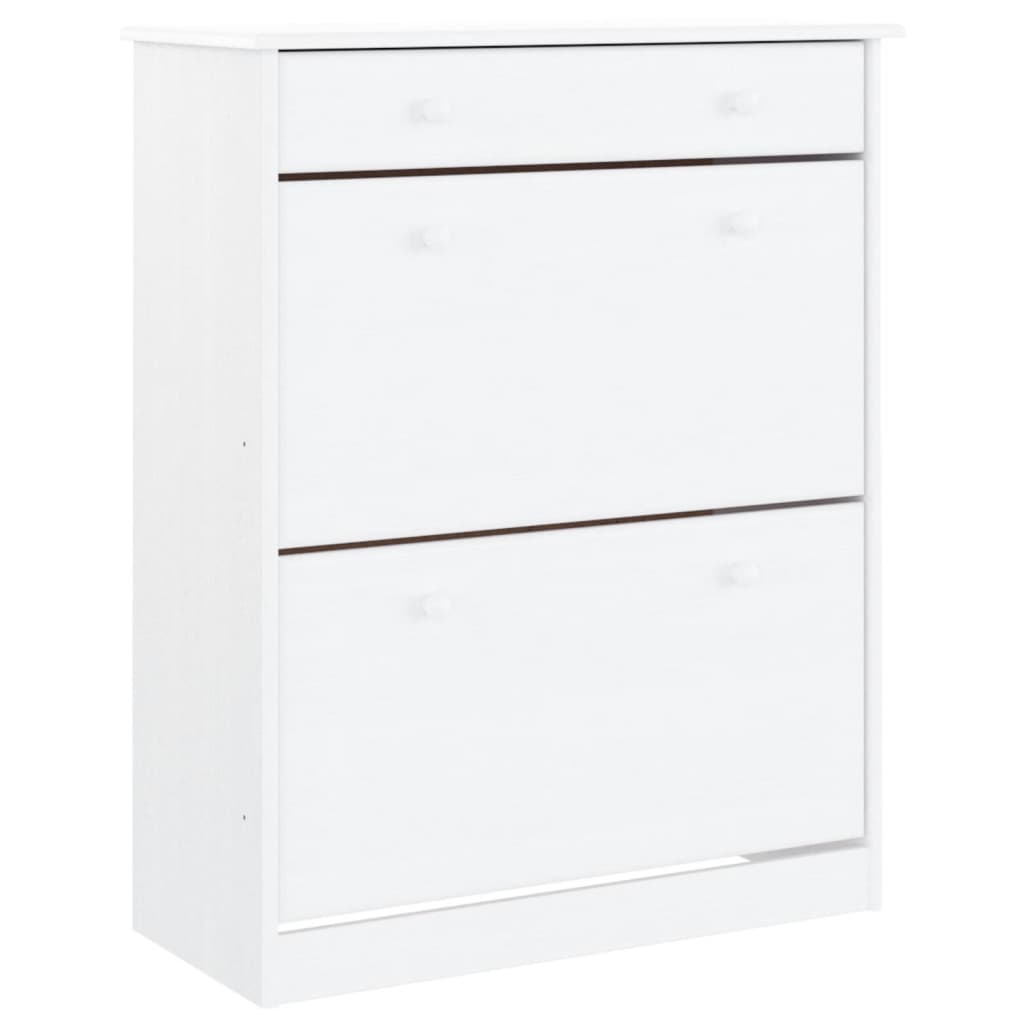 Schuhschrank Alta 77X35X96 Cm Massivholz Kiefer Weiß