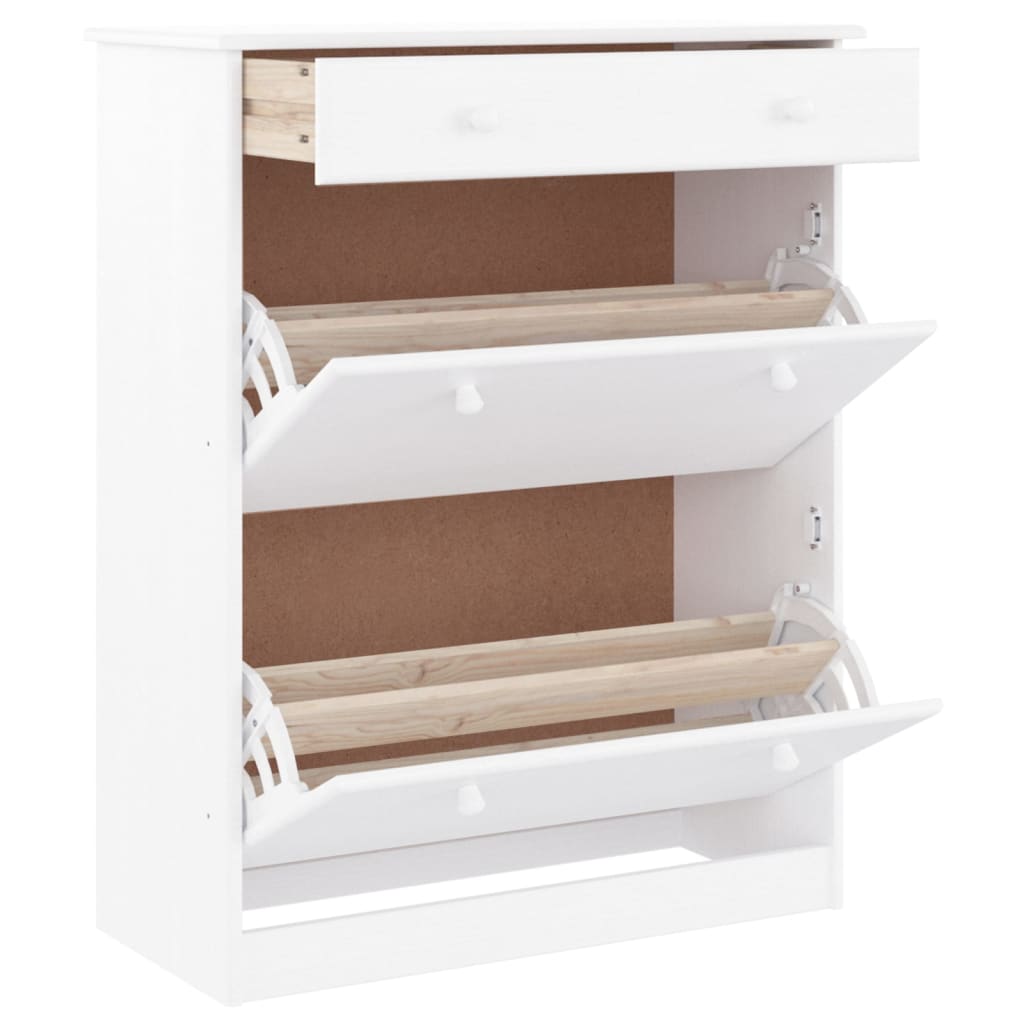Schuhschrank Alta 77X35X96 Cm Massivholz Kiefer Weiß