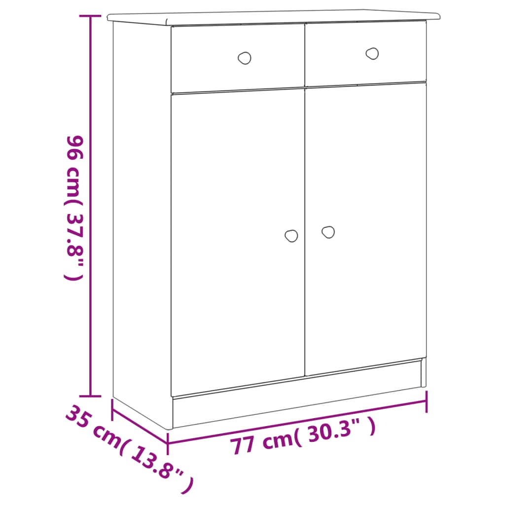 Schuhschrank Alta 77X35X96 Cm Massivholz Kiefer Natur