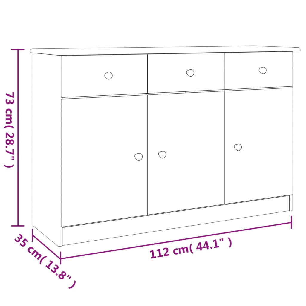 Sideboard Alta 112X35X73 Cm Massivholz Kiefer
