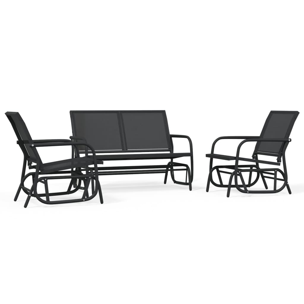 3-Tlg. Garten-Lounge-Set Schaukel Textilene Und Stahl