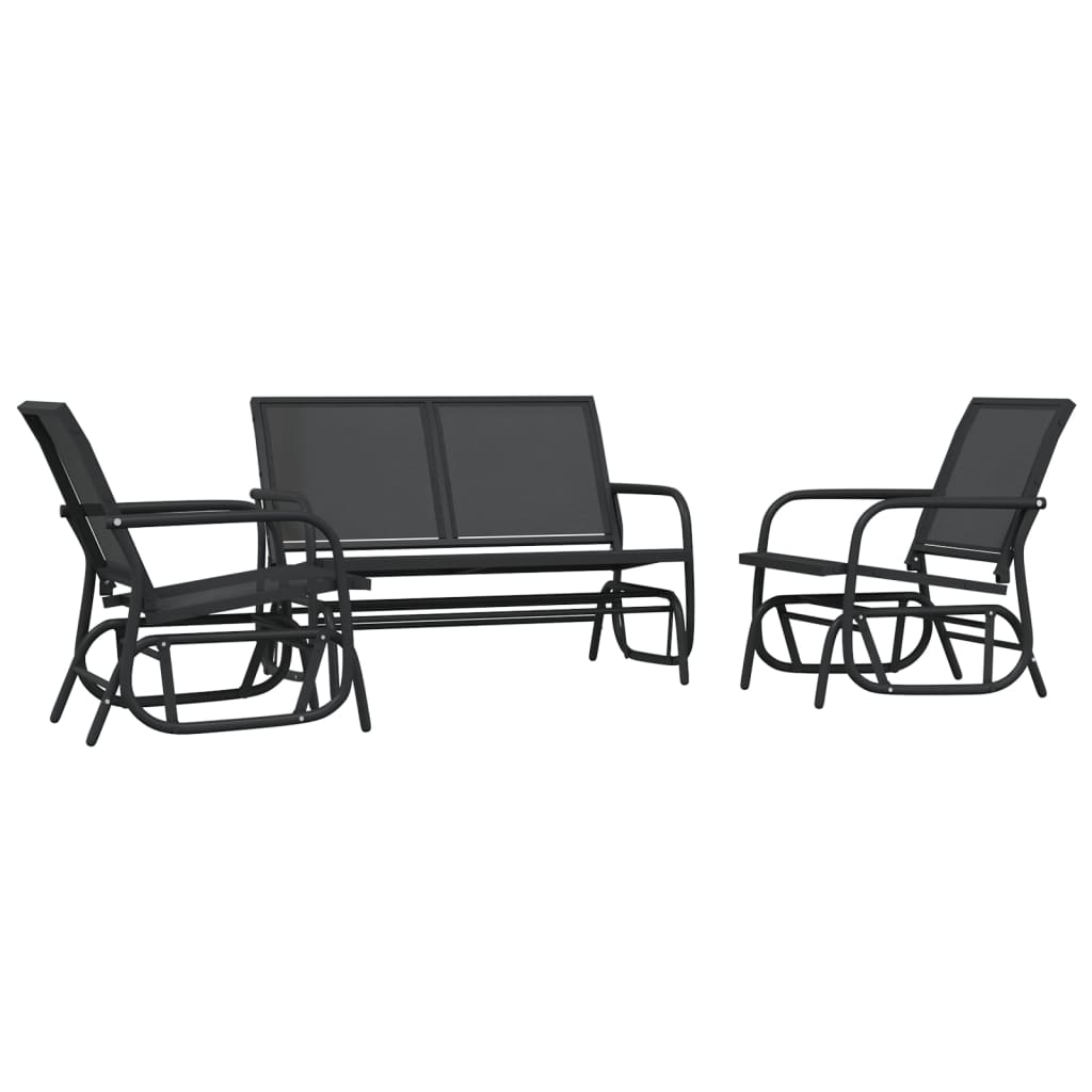 3-Tlg. Garten-Lounge-Set Schaukel Textilene Und Stahl