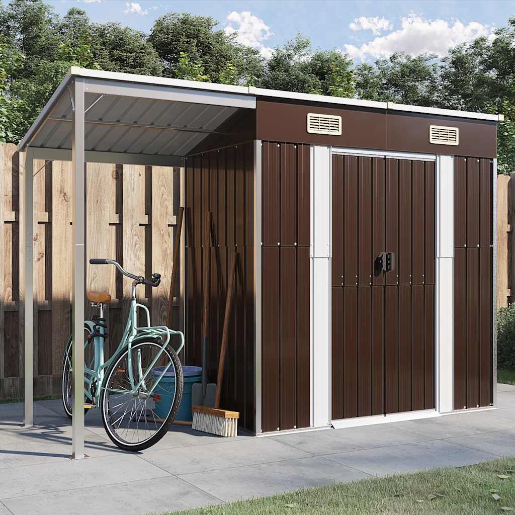 Gartenhaus Mit Verlängertem Dach 277 X 107 X 181 Cm Stahl