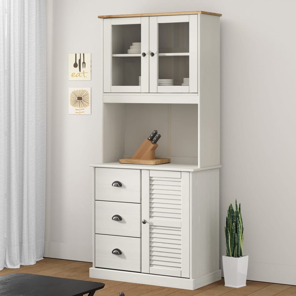 Highboard Vigo 78X40X175 Cm Massivholz Kiefer