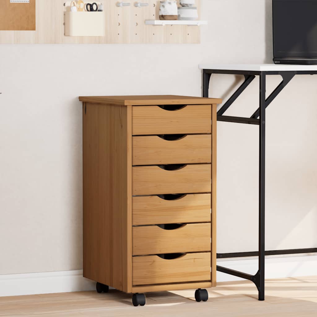 Rollschrank Mit Schubladen Moss Massivholz Kiefer