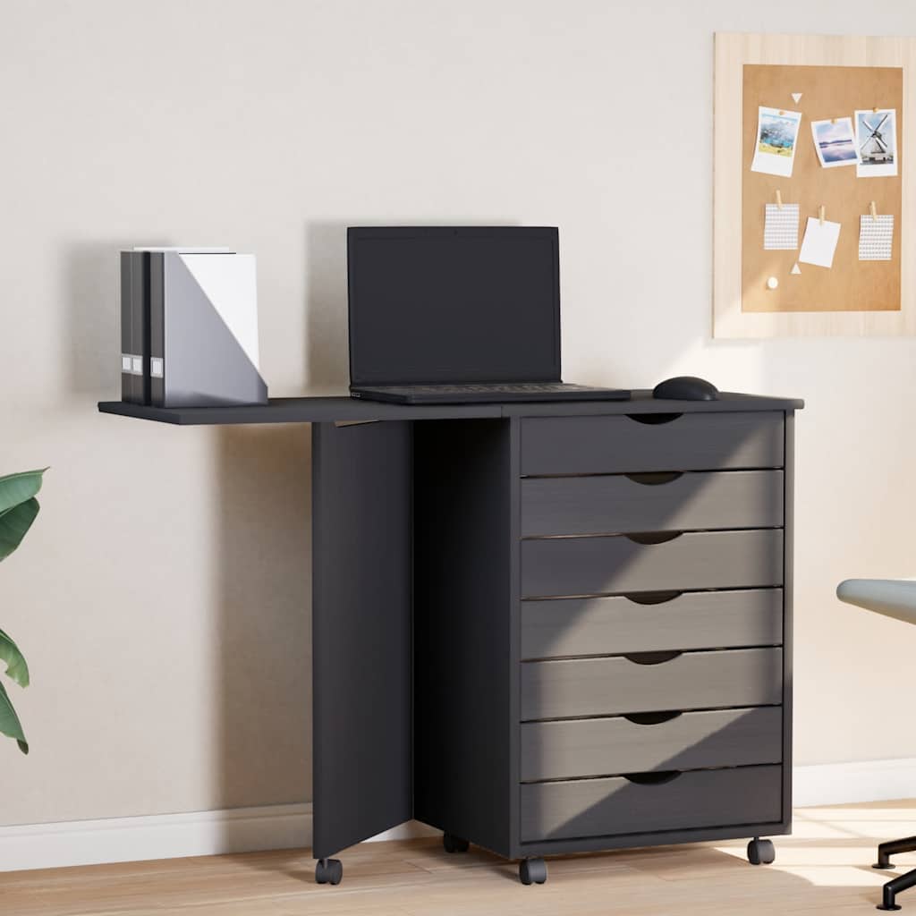 Rollschrank Mit Schreibtisch Moss Massivholz Kiefer