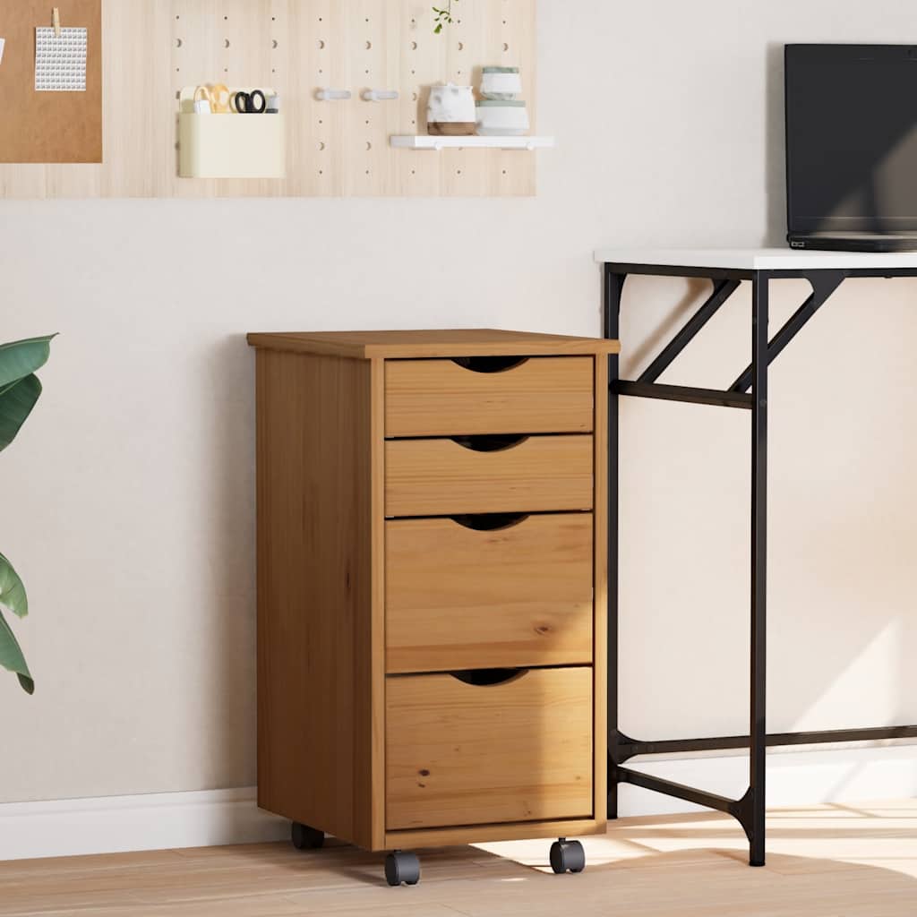 Rollschrank Mit Schubladen Moss Massivholz Kiefer