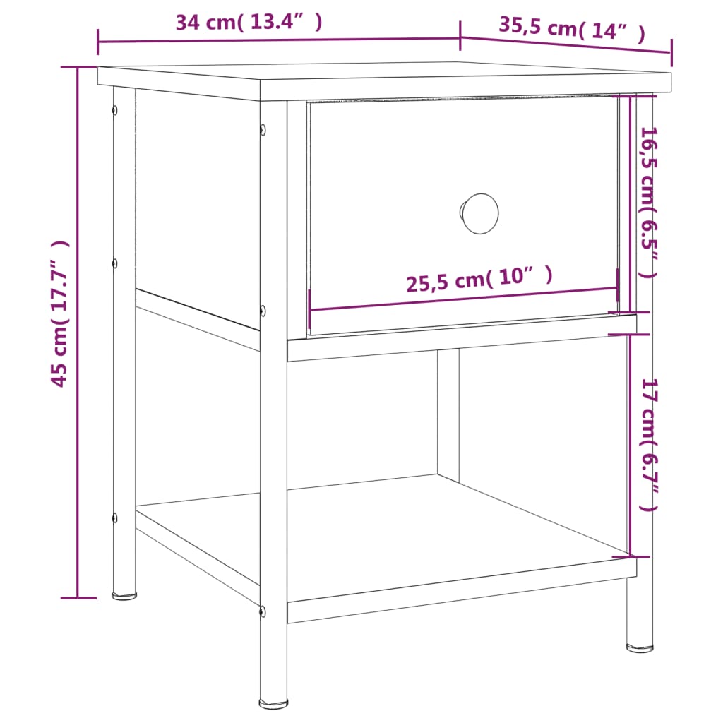 Nachttische 2 Stk. 34X35,5X45 Cm Holzwerkstoff