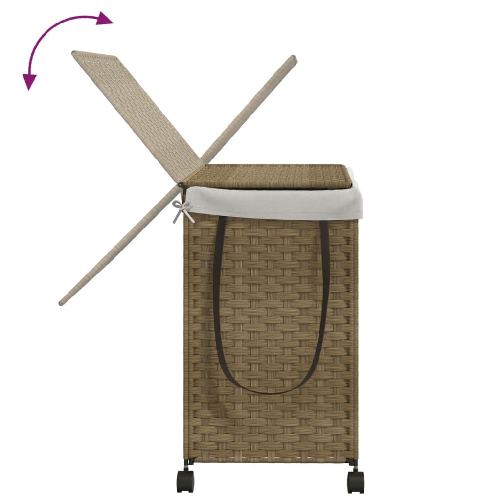 Wäschekorb Mit Rollen 60X35X60,5 Cm Rattan