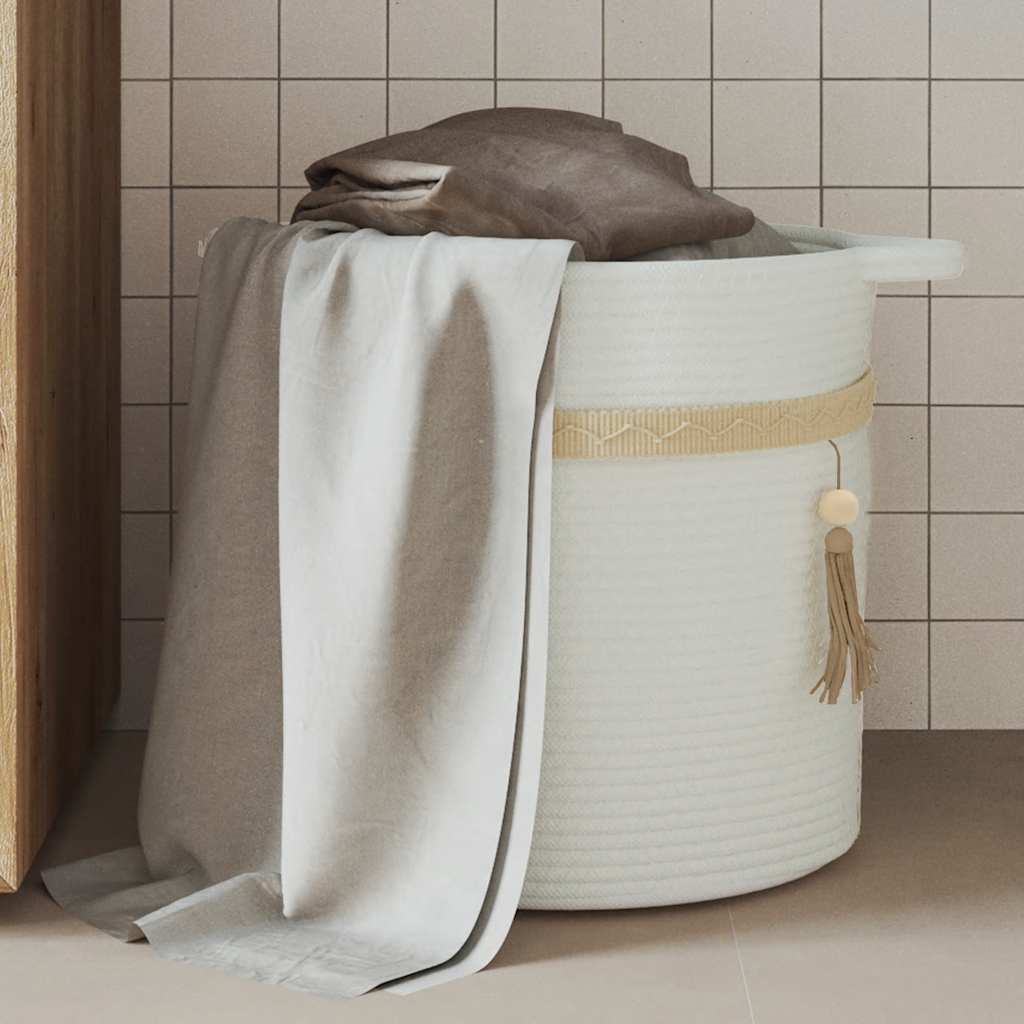 Aufbewahrungskorb Weiß Ø38X36 Cm Baumwolle