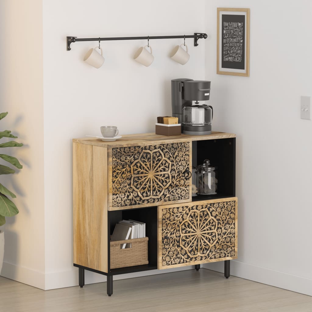 Beistellschrank 80X33X75 Cm Massivholz Mango