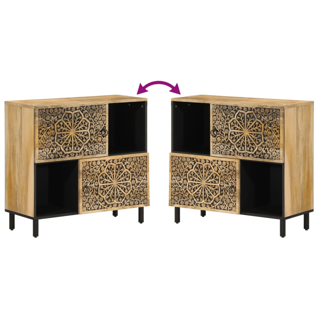 Beistellschrank 80X33X75 Cm Massivholz Mango