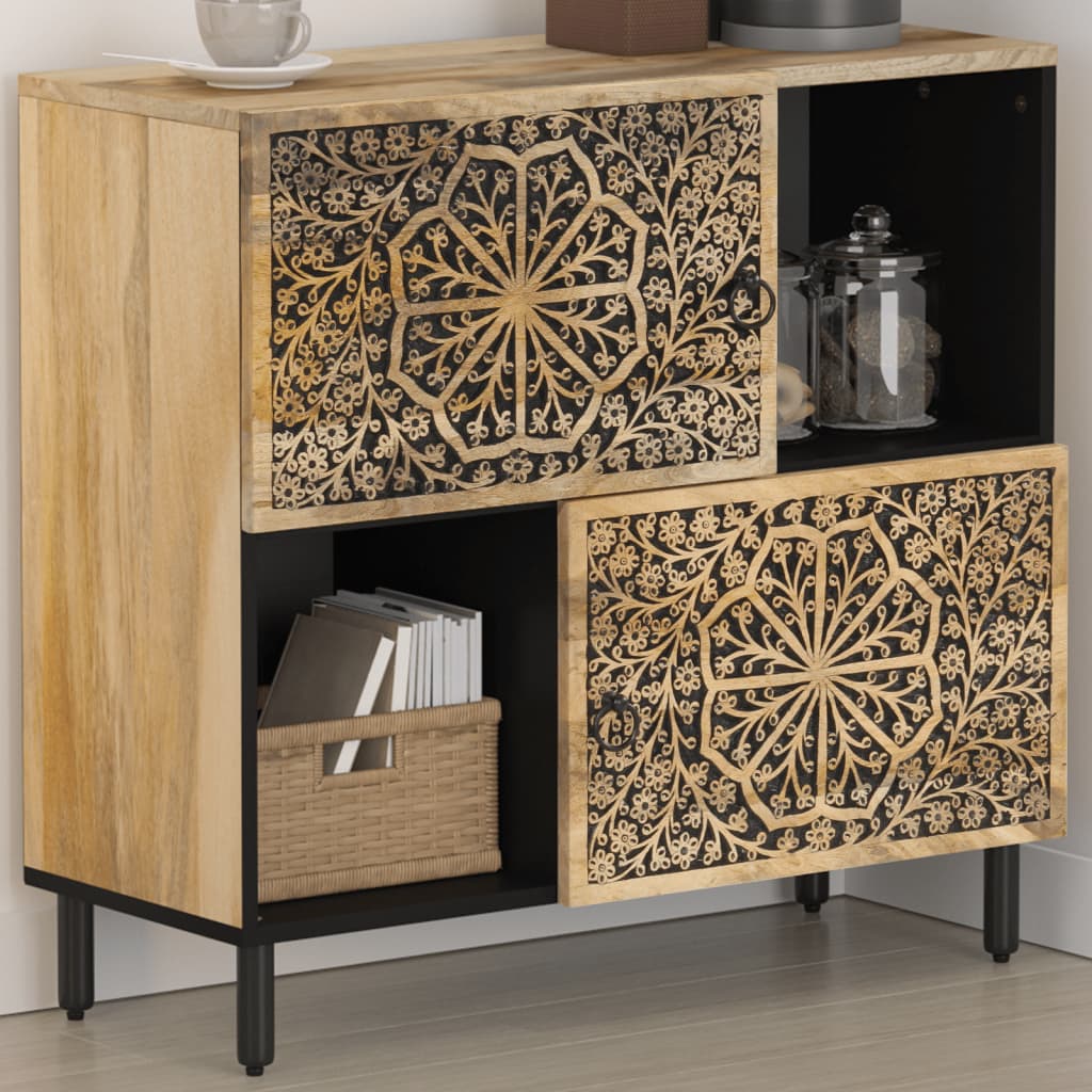 Beistellschrank 80X33X75 Cm Massivholz Mango
