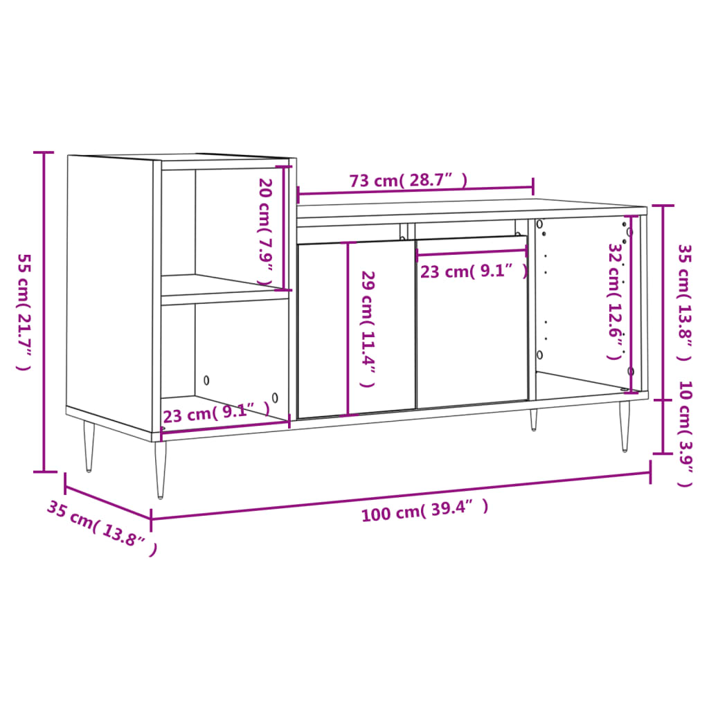 Tv-Schrank 100X35X55 Cm Holzwerkstoff