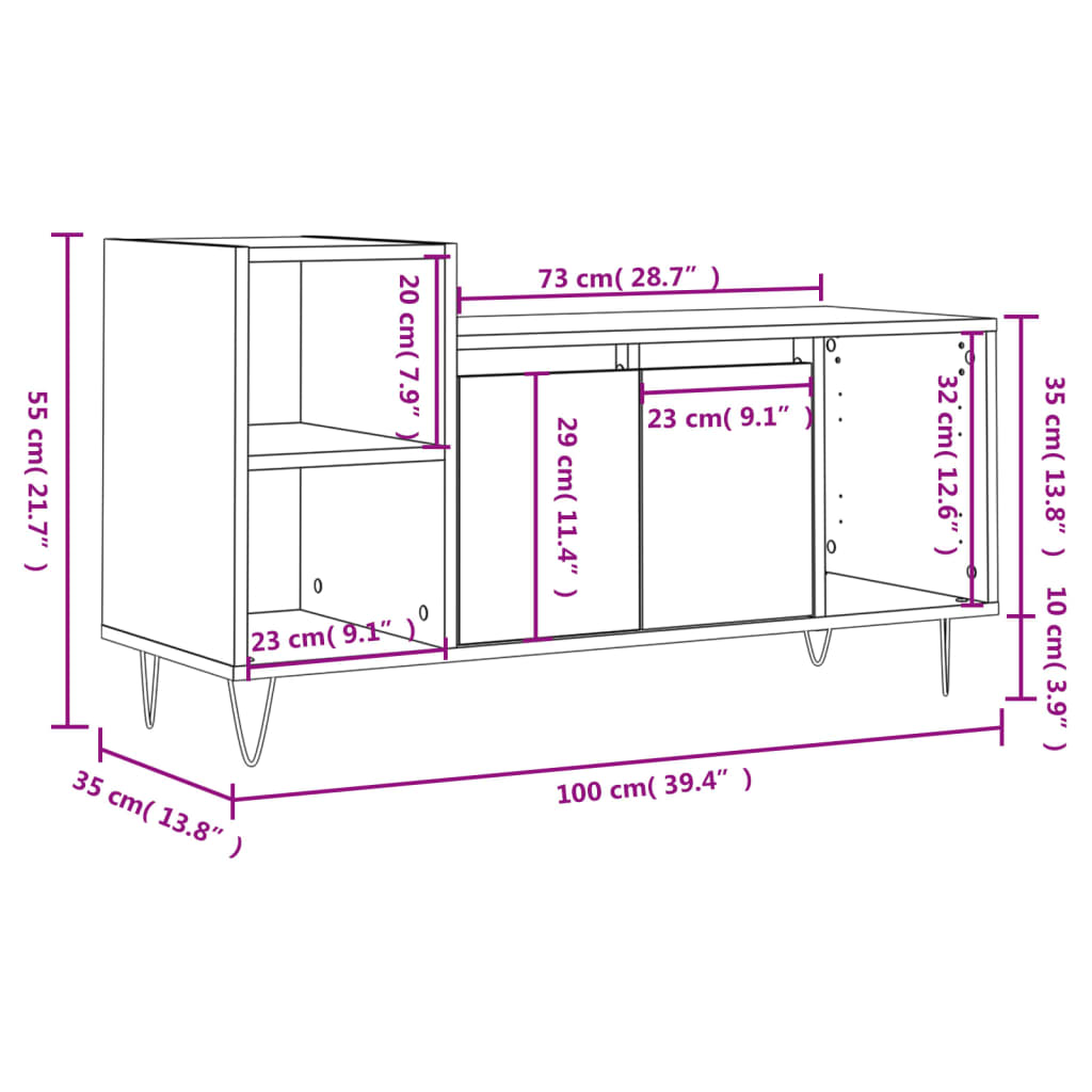 Tv-Schrank Sonoma-Eiche 100X35X55 Cm Holzwerkstoff